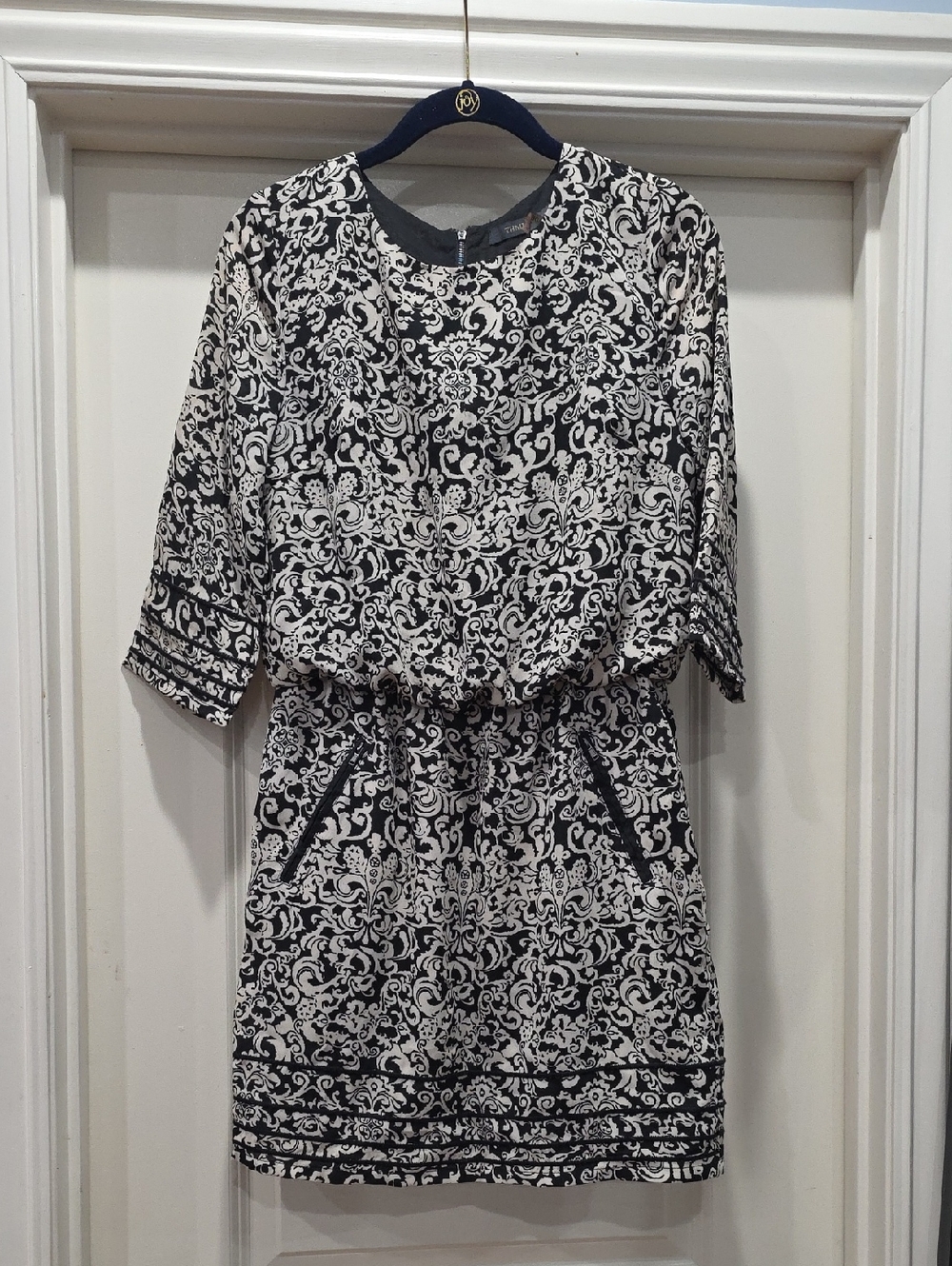 THML Black‎ and Cream Floral Print Dress
